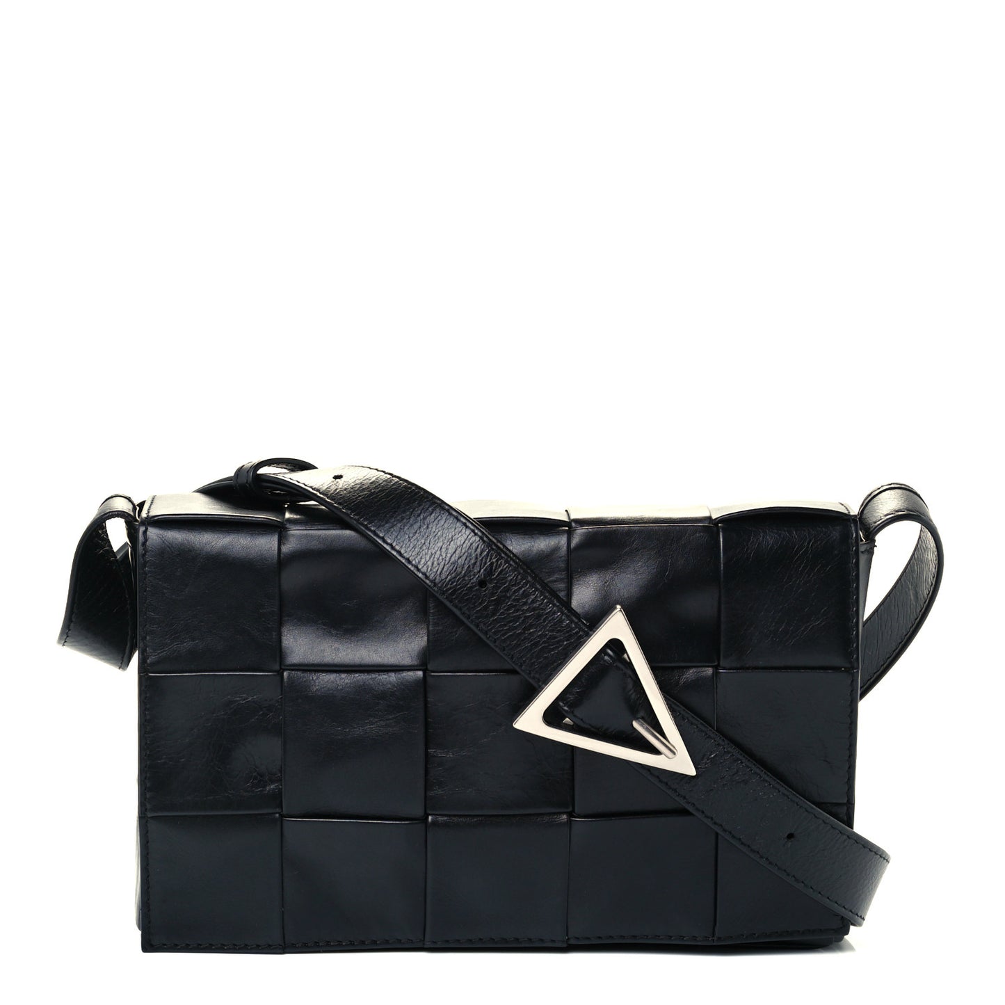 Paper Calfskin Maxi Intreccio Cassette Crossbody Bag Black