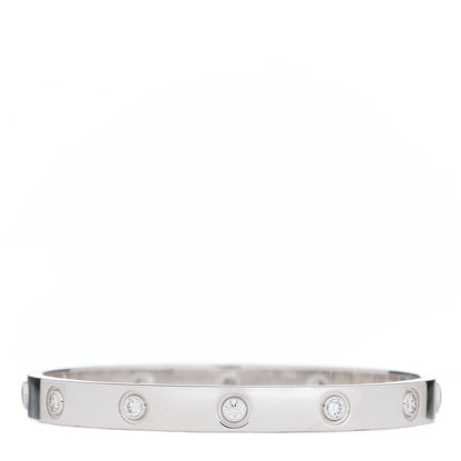 Cartier 18K White Gold 10 Diamond LOVE Bracelet 16 2 of 4