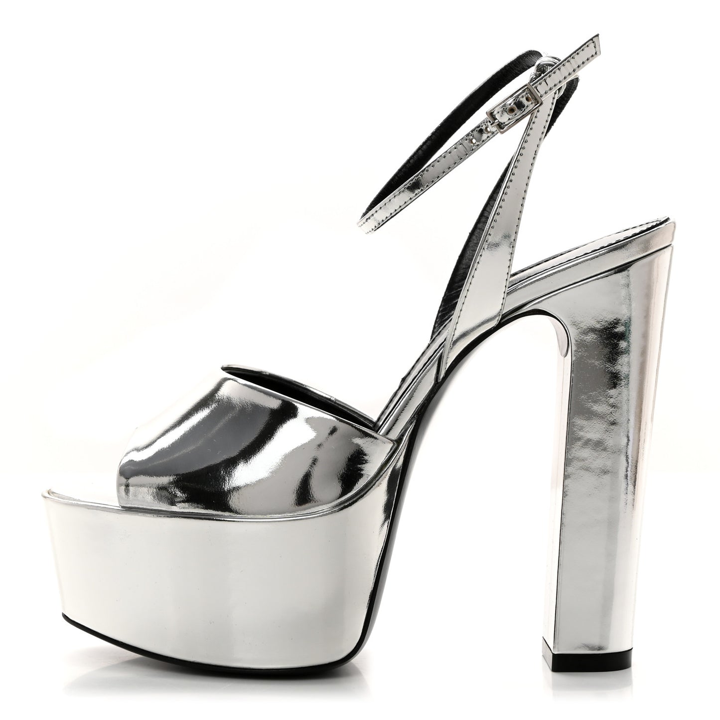 Metallic Patent Jodie 95 Platform Sandals 36 Silver