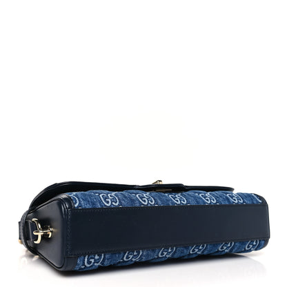 Gucci GG Monogram Denim Small Luce Shoulder Bag Blue 4 of 10