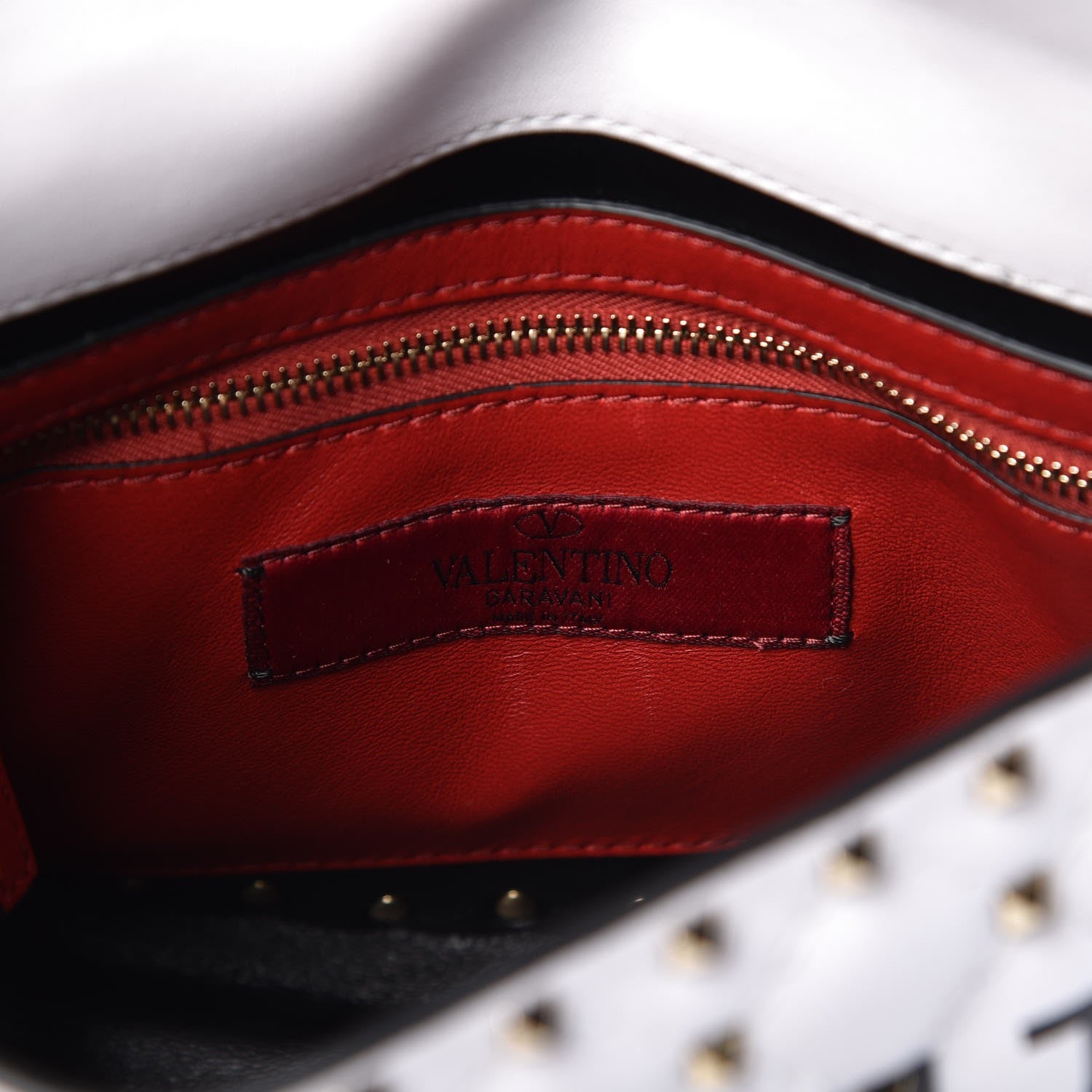 Valentino Garavani Lambskin VLTN Print Medium Rockstud Spike Shoulder Bag Optic White Black 7 of 7