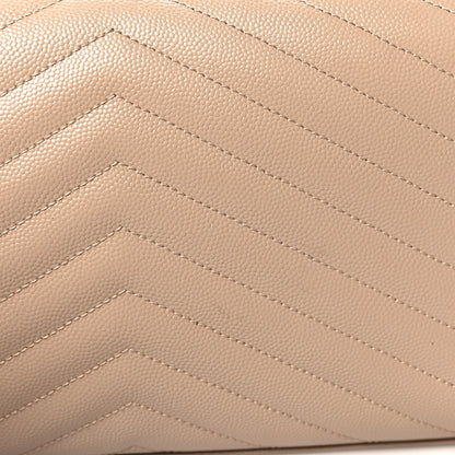 Saint Laurent Grain De Poudre Matelasse Chevron Monogram Chain Wallet Nude Powder 11 of 11