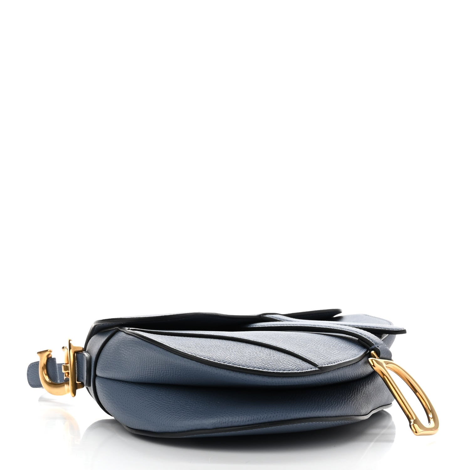 Christian Dior Grained Calfskin Saddle Bag Denim Blue 4 of 11