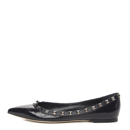 Valentino Garavani Patent Rockstud Ballerina Flats 38 Black 1 of 11