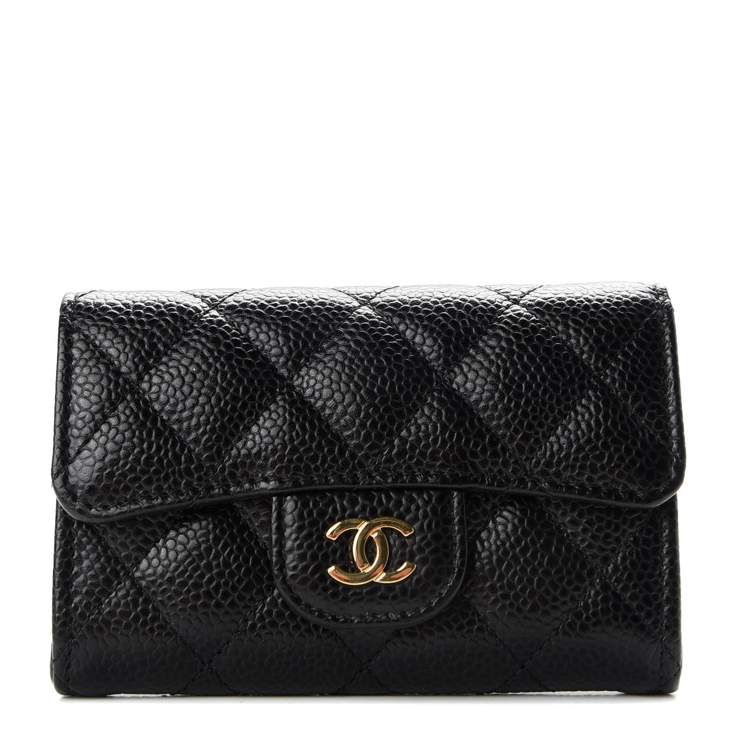 Chanel Caviar Quilted Flap Card Holder Wallet Black 1 of 9