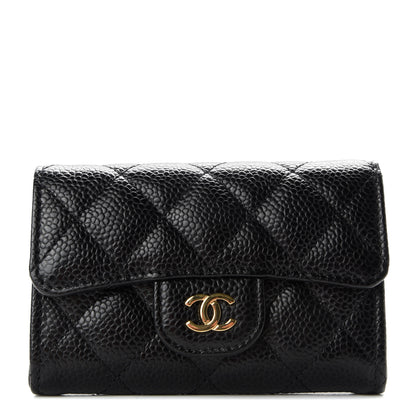 Chanel Caviar Quilted Flap Card Holder Wallet Black 1 of 9