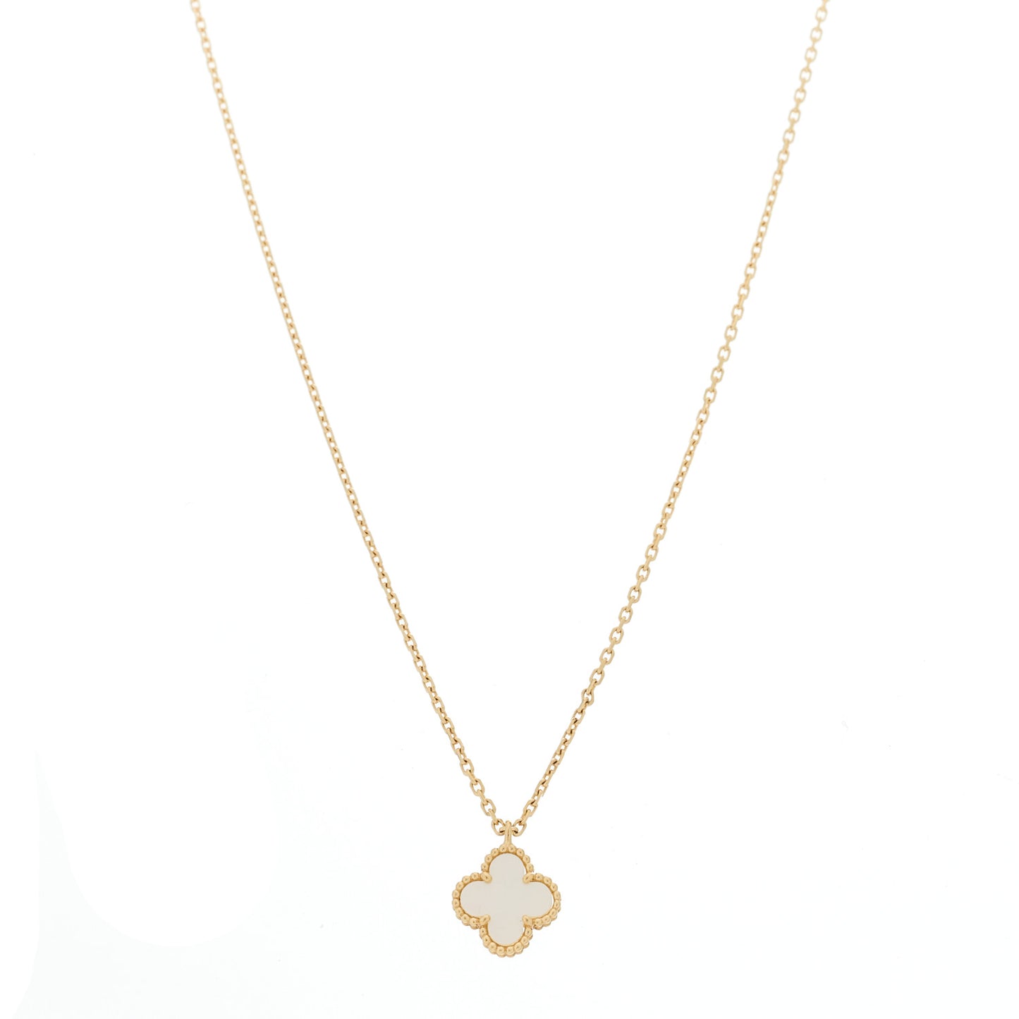 18K Yellow Gold Mother of Pearl Sweet Alhambra Pendant Necklace