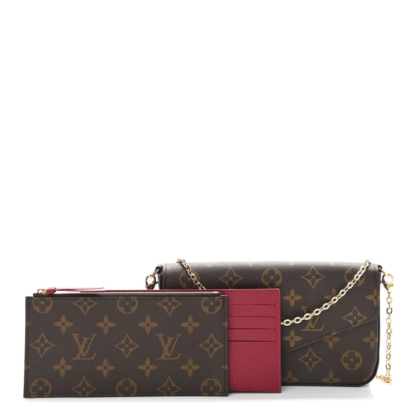 Monogram Pochette Felicie Chain Wallet Fuchsia