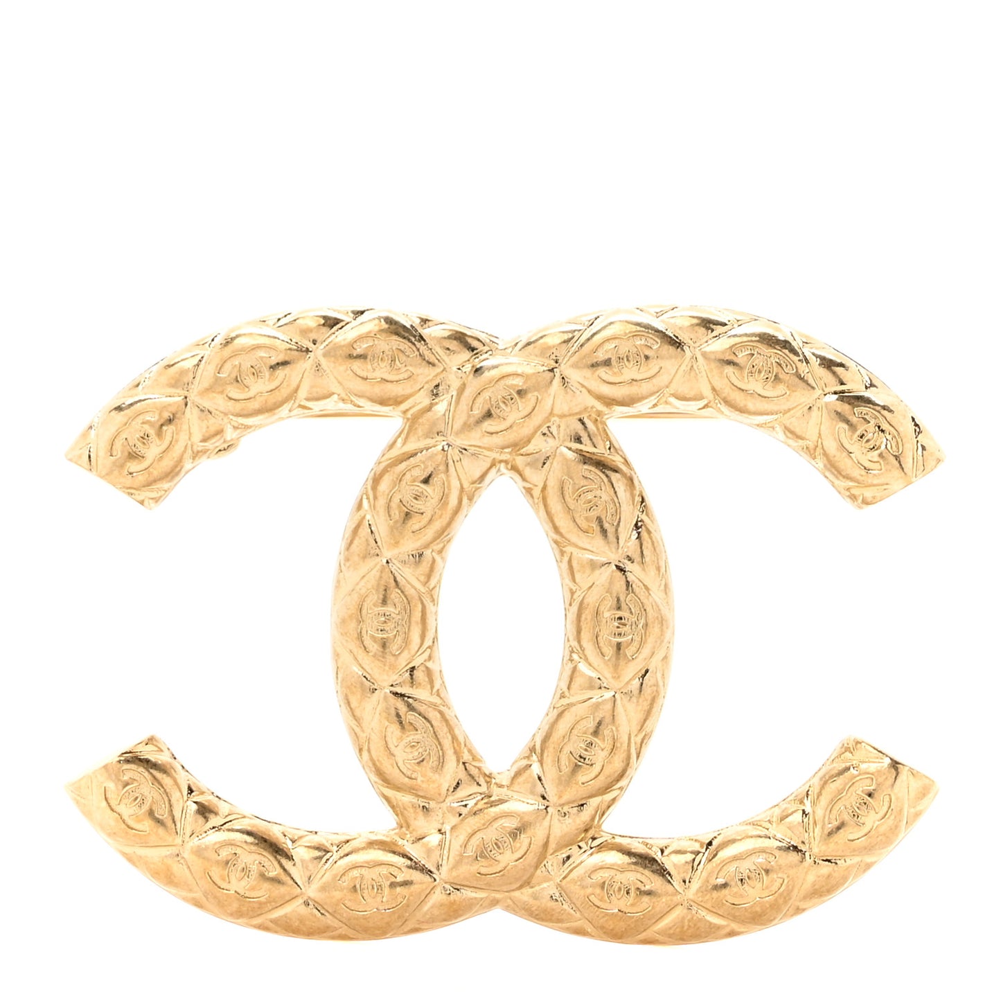 Metal CC Diamond Quilted Brooch Light Gold
