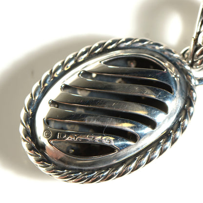 David Yurman Sterling Silver Diamond Midnight Melange Oval Enhancer Pendant 6 of 7
