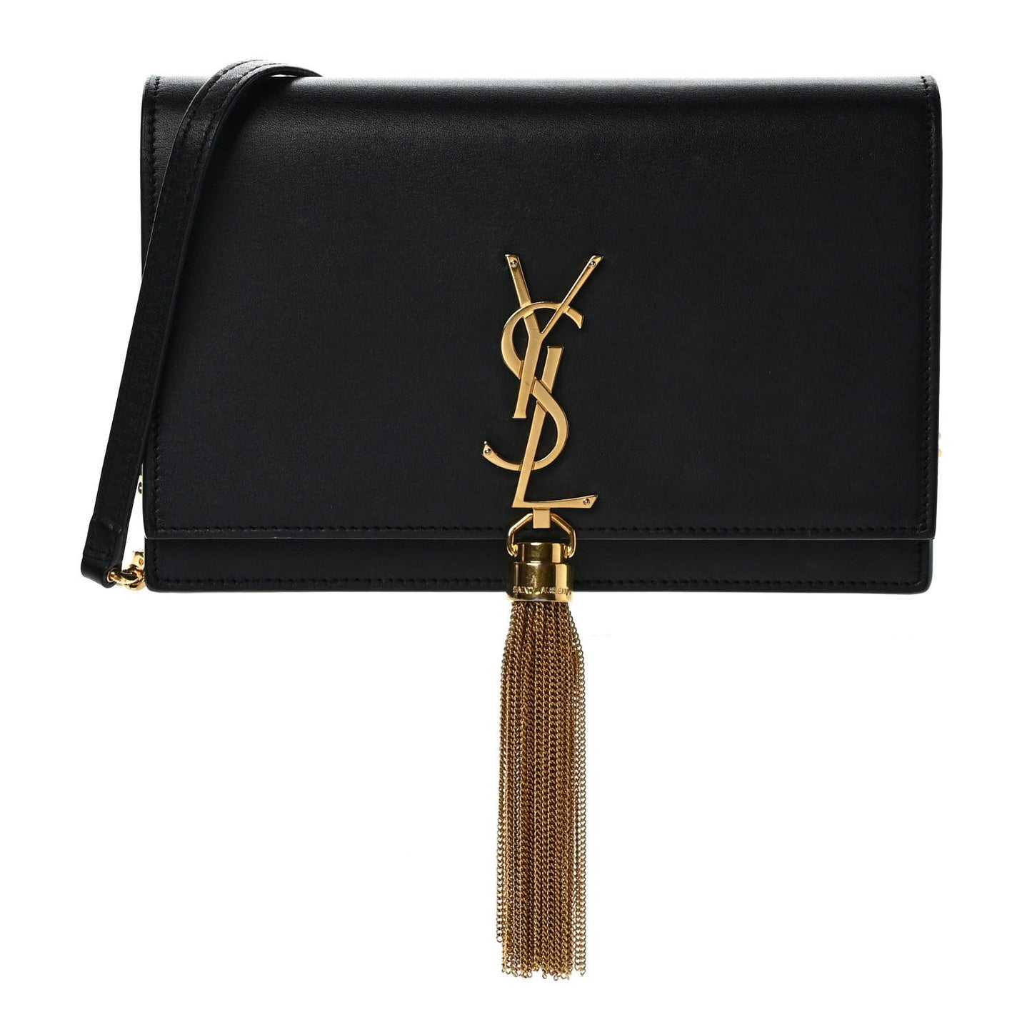 Smooth Calfskin Classic Monogram Kate Tassel Chain Wallet Black