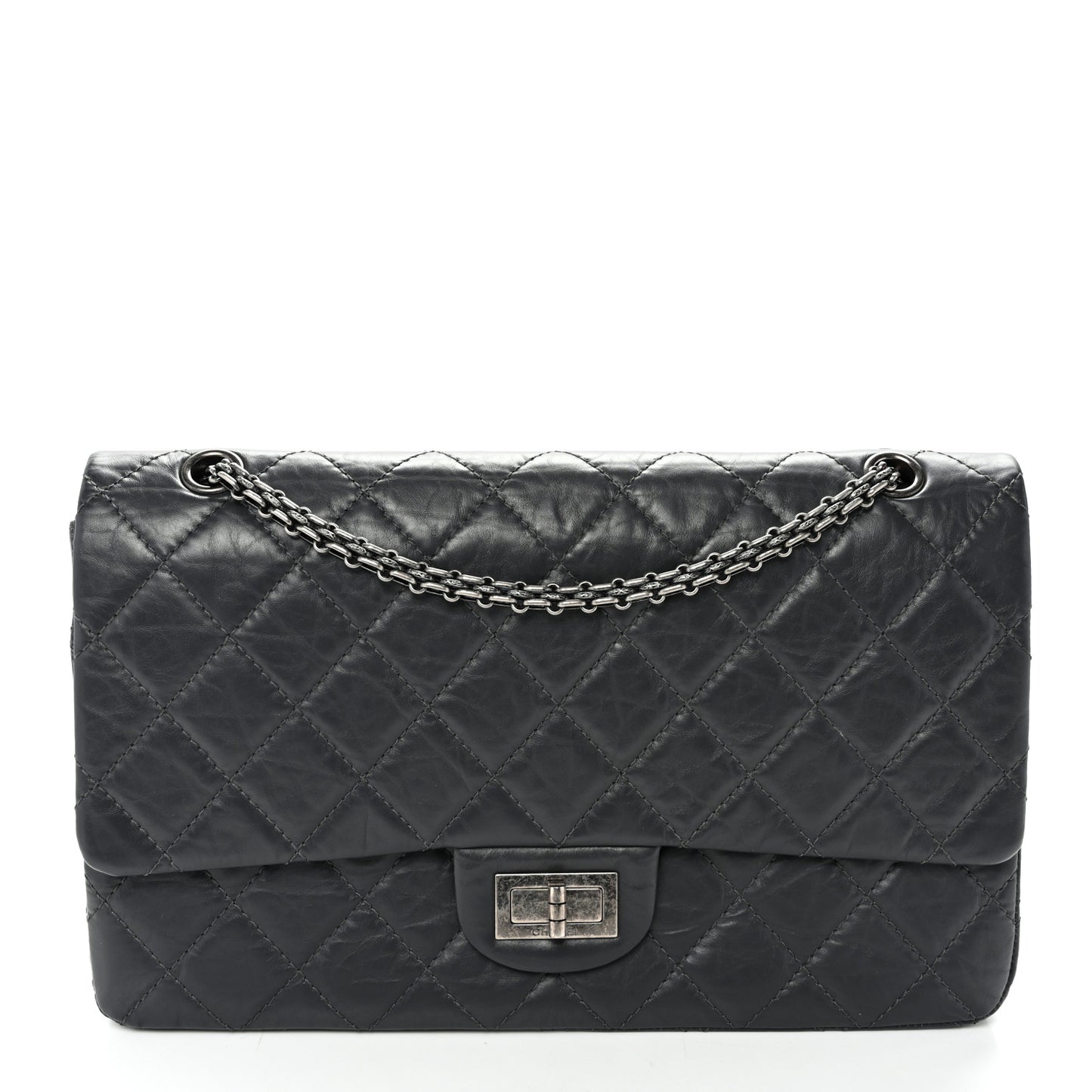 Aged Calfskin Quilted 2.55 Reissue 227 Flap Dark Grey