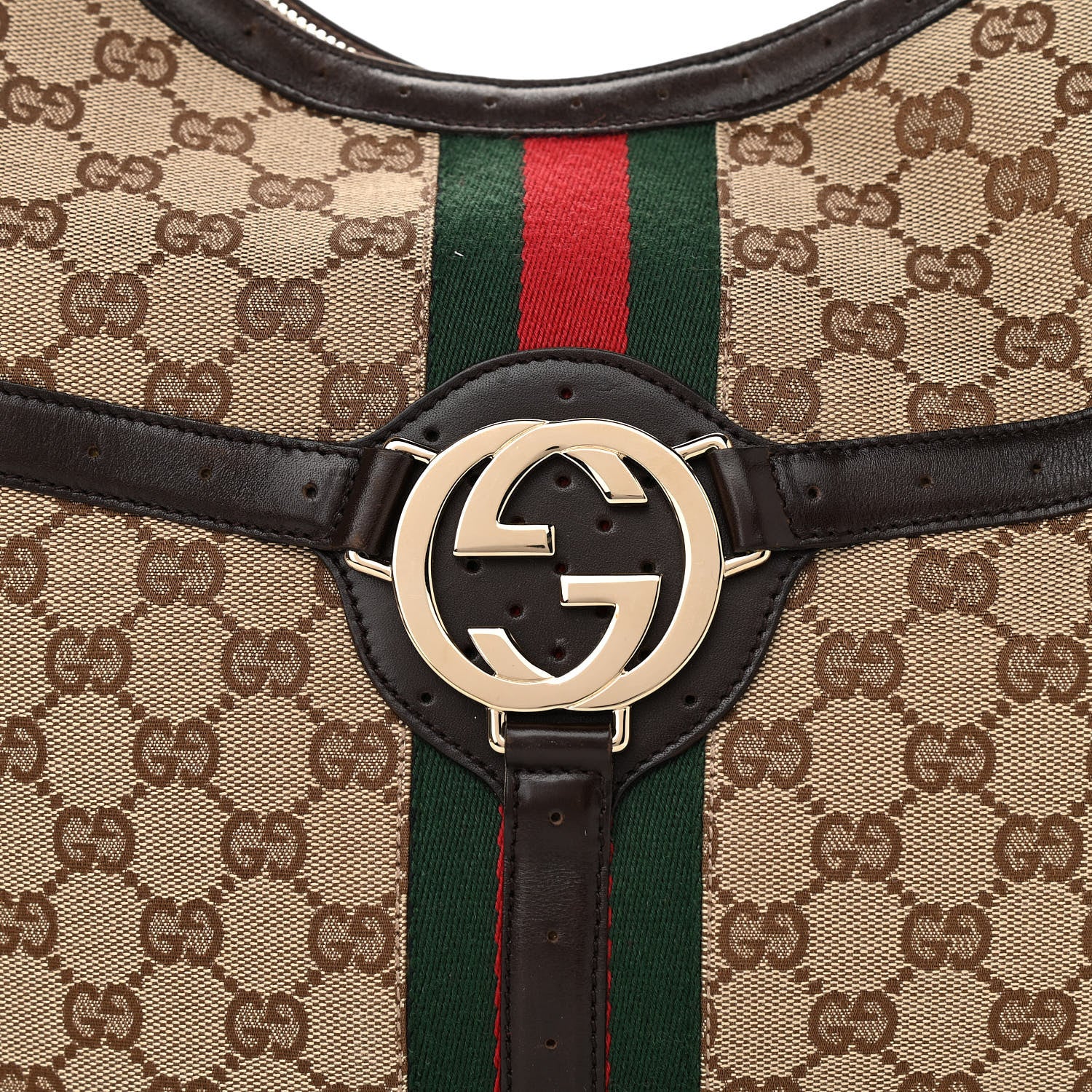 Gucci Monogram Web GG Reins Hobo Brown 8 of 11