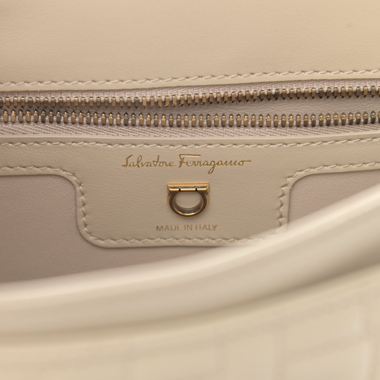 Calfskin Quilted Gancini Flap Bag Peony