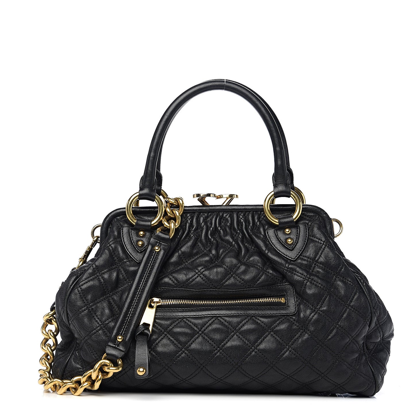 Calfskin Quilted Stam Black