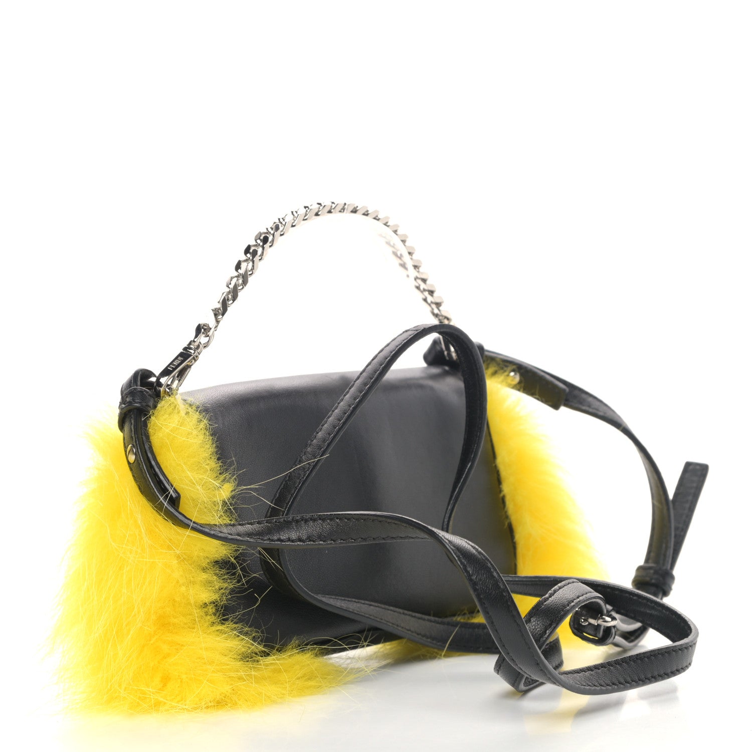 Fendi Nappa Fox Fur Monster Micro Baguette Black 3 of 7