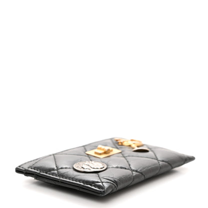 Chanel Aged Calfskin Quilted Lucky Charms Reissue Card Holder Black 4 of 7