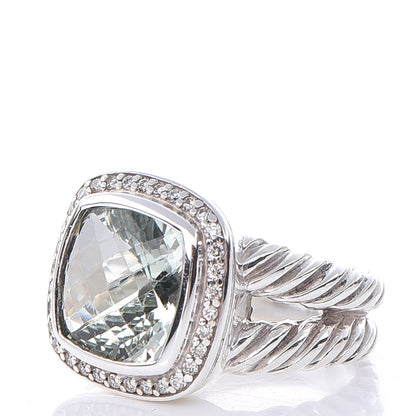 David Yurman Sterling Silver Diamond Prasiolite 11mm Albion Ring 53 6.5 3 of 5