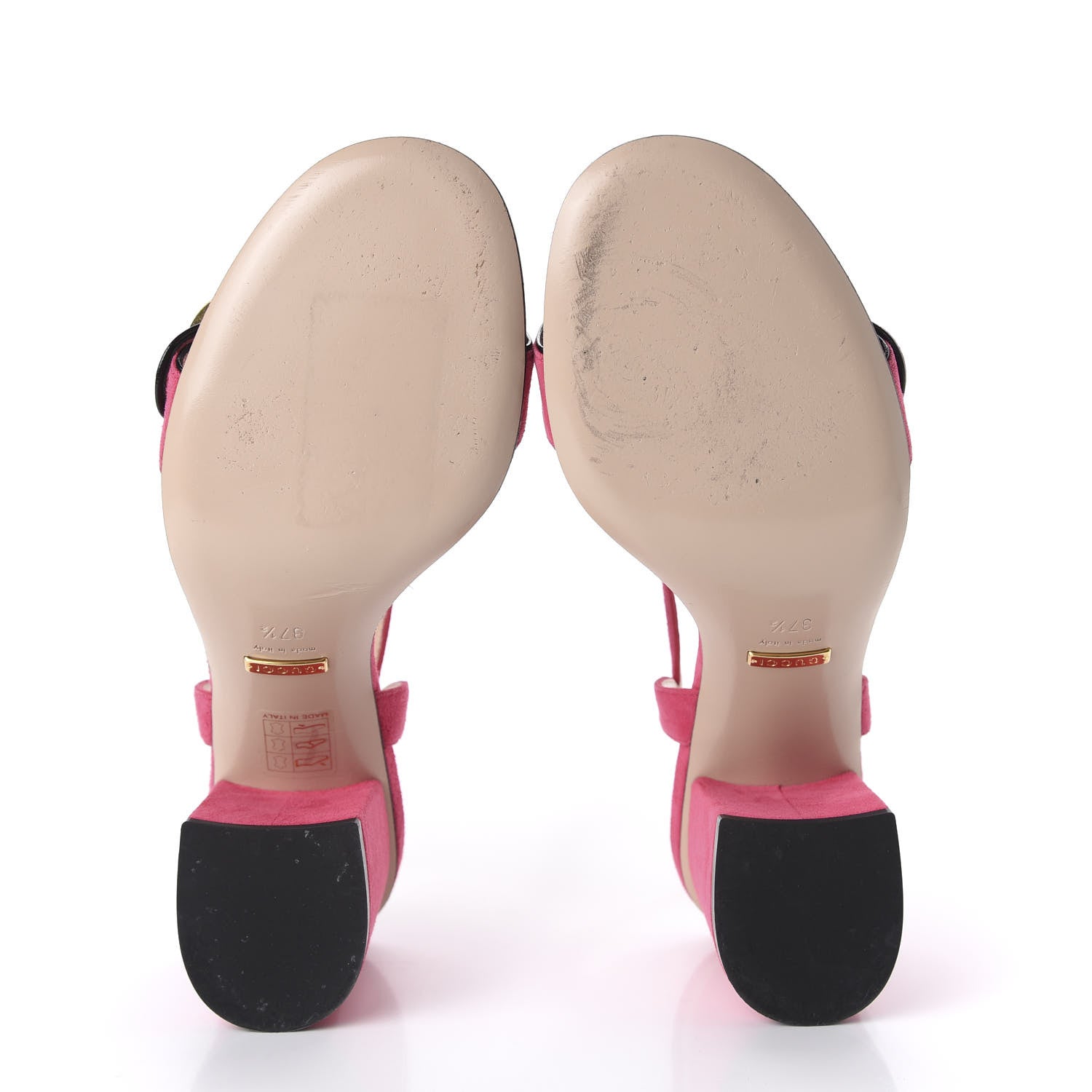Gucci Kid Scamosciato GG Marmont Ankle Wrap 75mm Sandals 37 Hot Pink 5 of 8