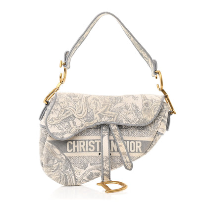 Christian Dior Canvas Embroidered Toile de Jouy Saddle Bag Gray 1 of 10