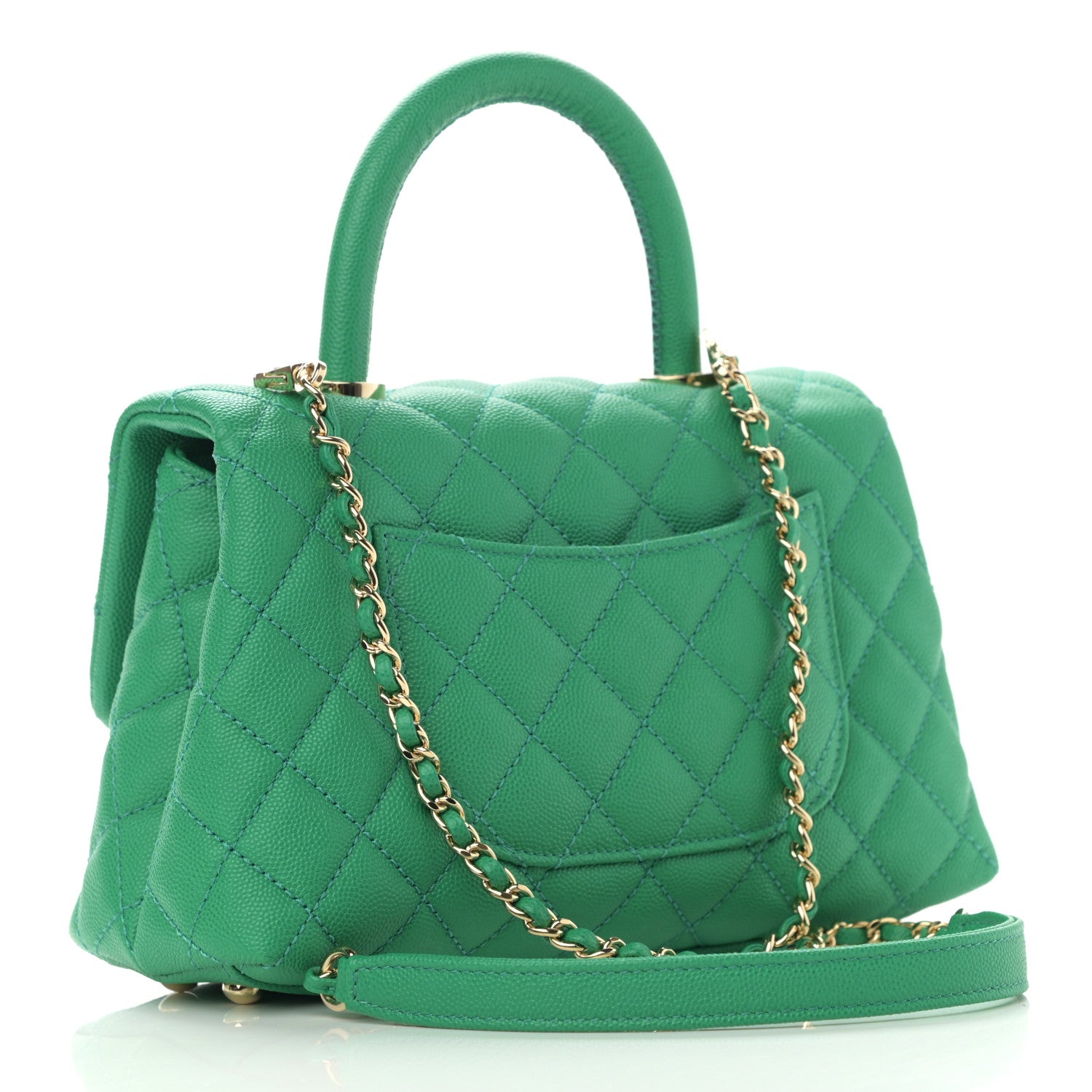 Chanel Caviar Quilted Mini Coco Handle Flap Green 3 of 11