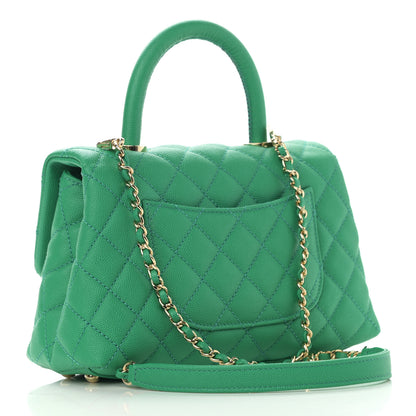 Chanel Caviar Quilted Mini Coco Handle Flap Green 3 of 11