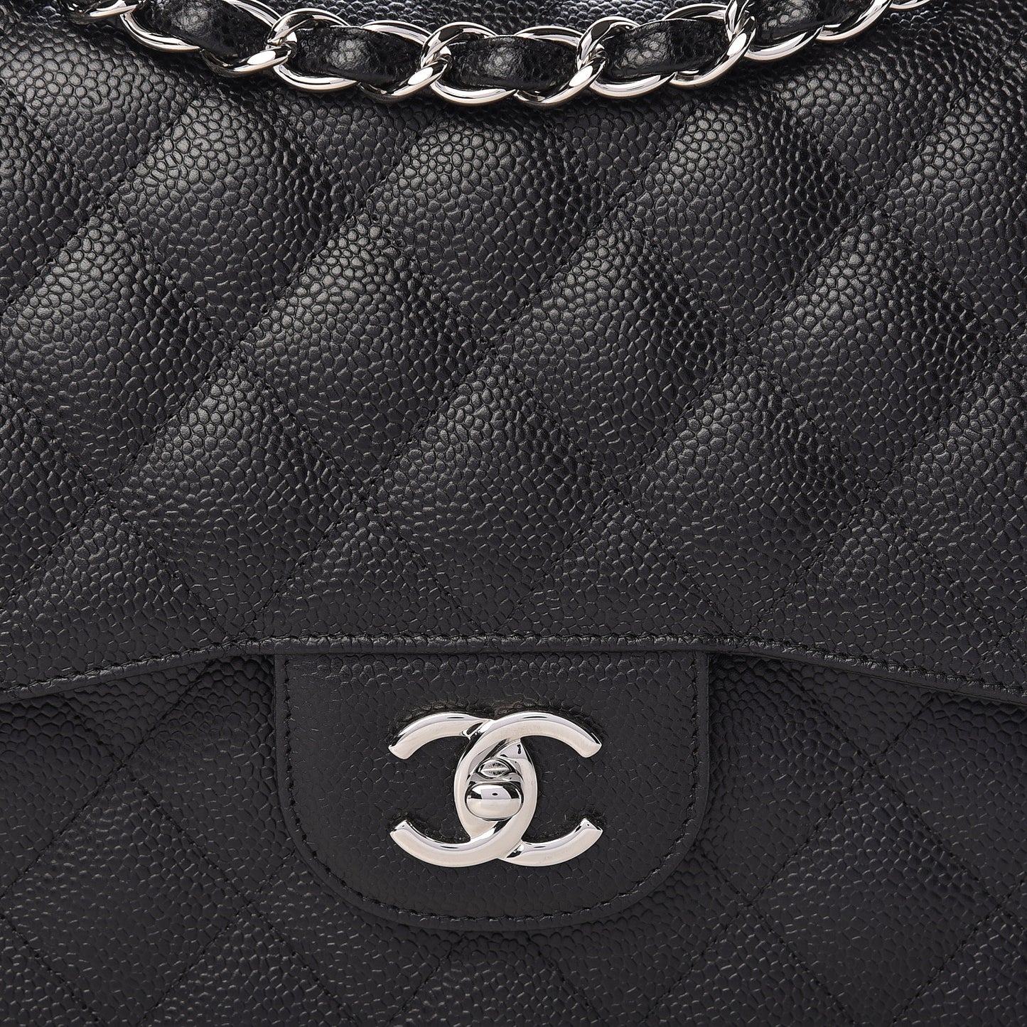 Caviar Quilted Jumbo Double Flap Black