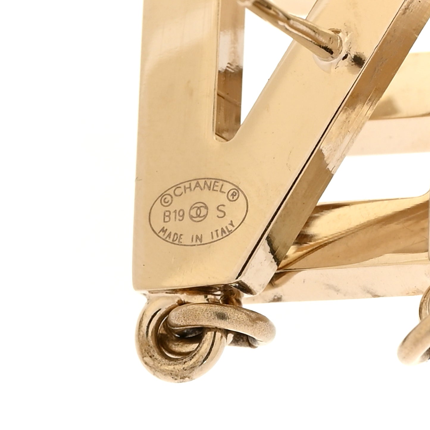 Metal Cha-Nel Logo Drop Earrings Gold