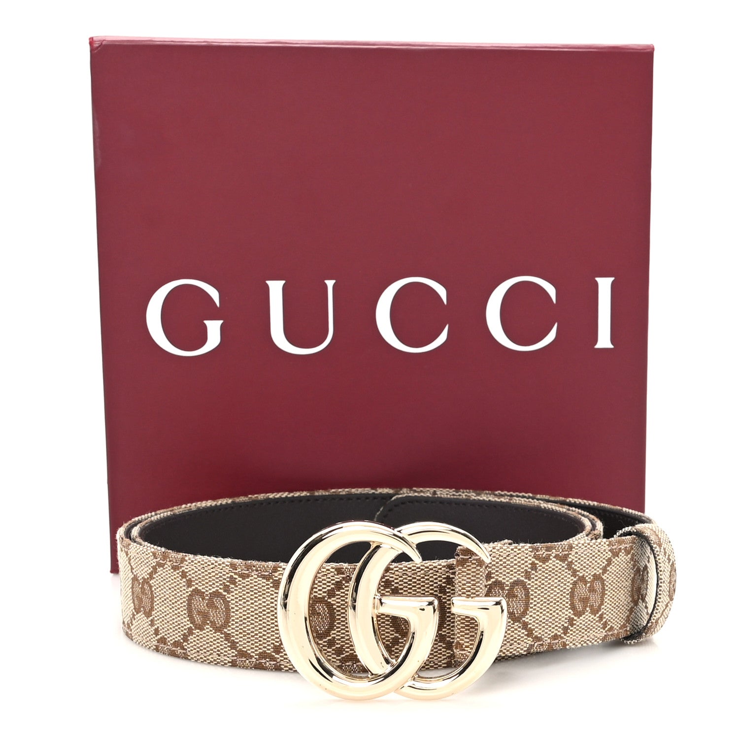 Gucci Original GG Canvas Marmont Thin Belt 105 42 Beige Ebony