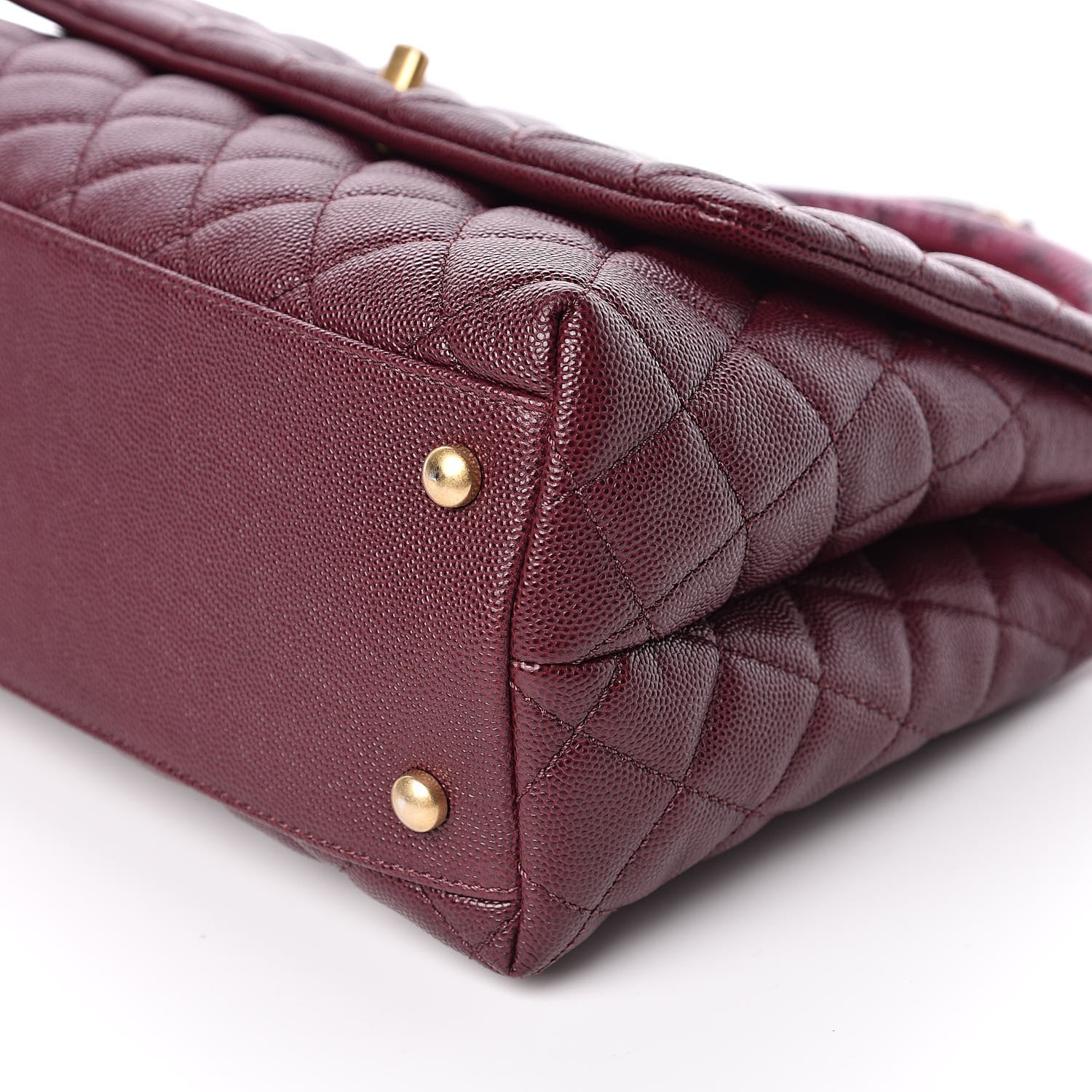 Chanel Caviar Elaphe Quilted Small Coco Handle Flap Burgundy 9 of 10