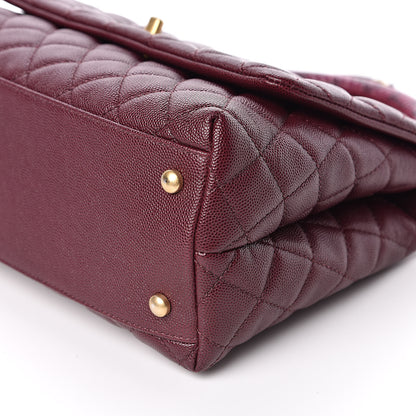 Chanel Caviar Elaphe Quilted Small Coco Handle Flap Burgundy 9 of 10