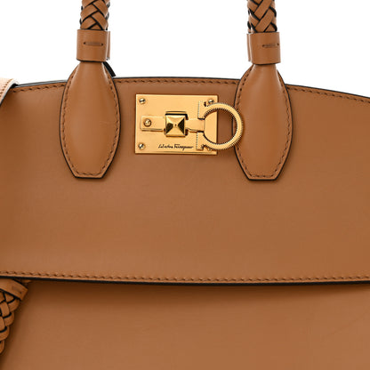 Salvatore Ferragamo Woven Calfskin Medium Studio Bag Tan 6 of 9