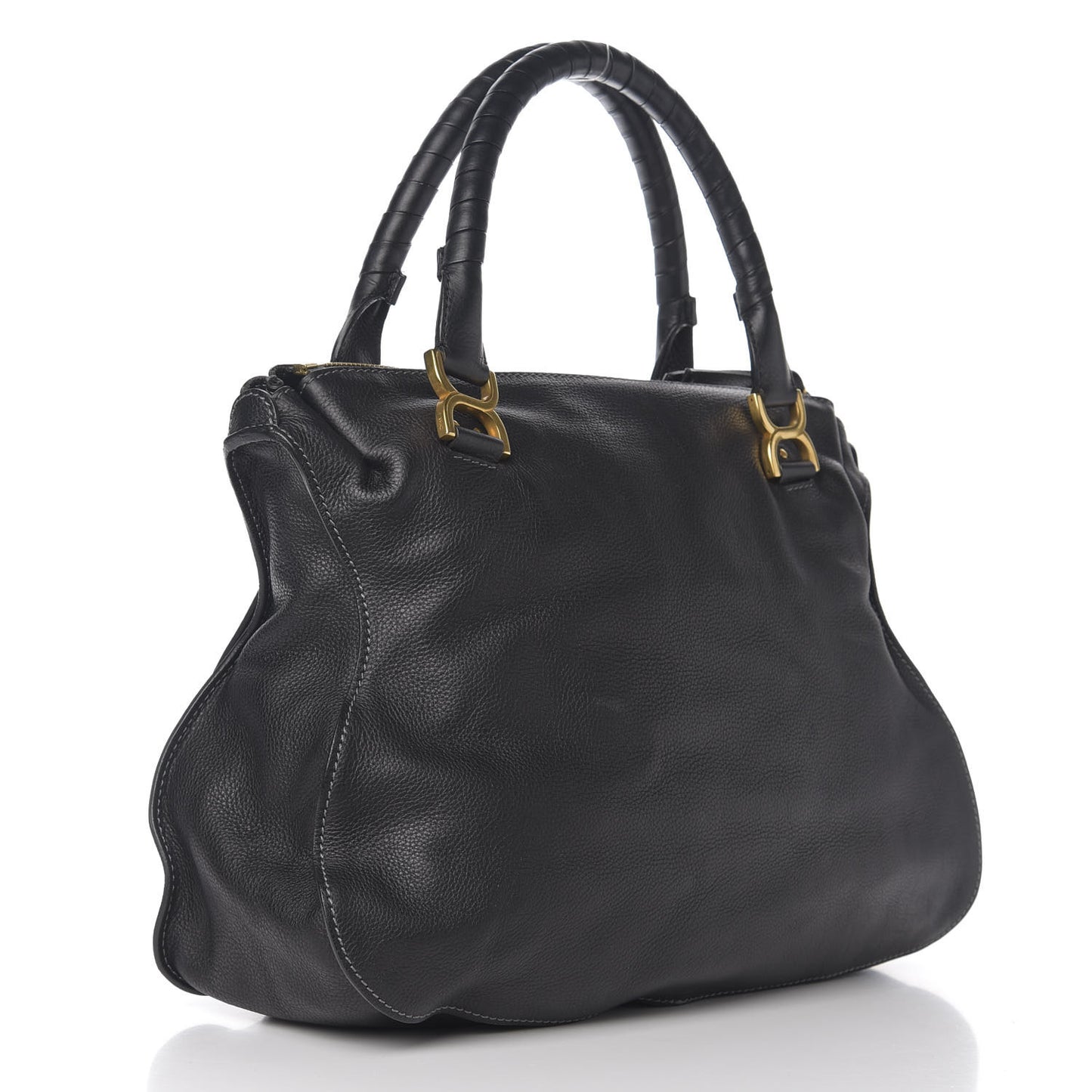 Calfskin Large Marcie Satchel Black