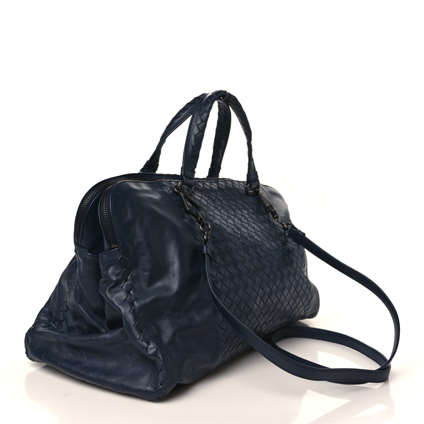 Calfskin Intrecciato Large Leggero Tote Blue