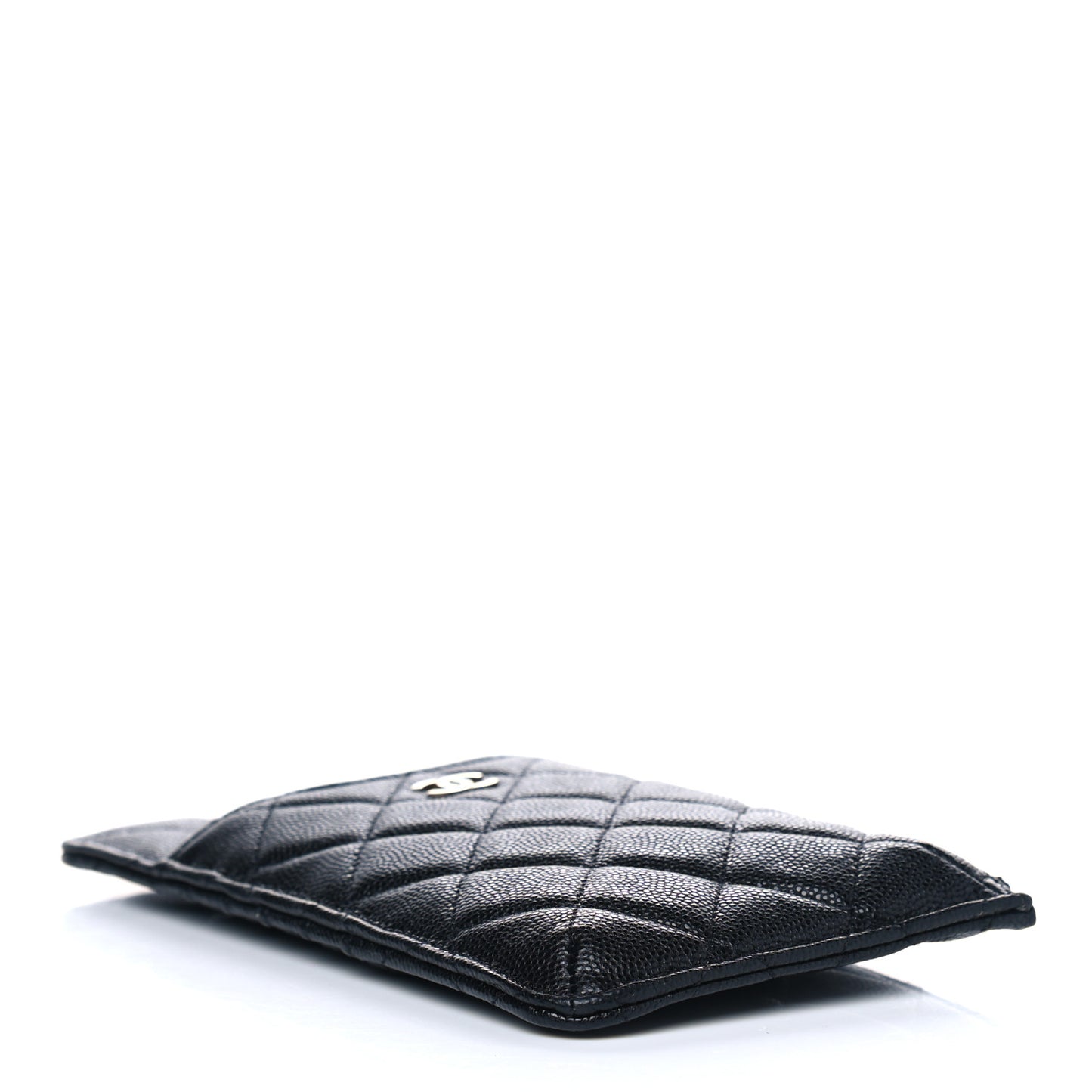 Caviar Quilted Classic Flat Wallet Pouch Black