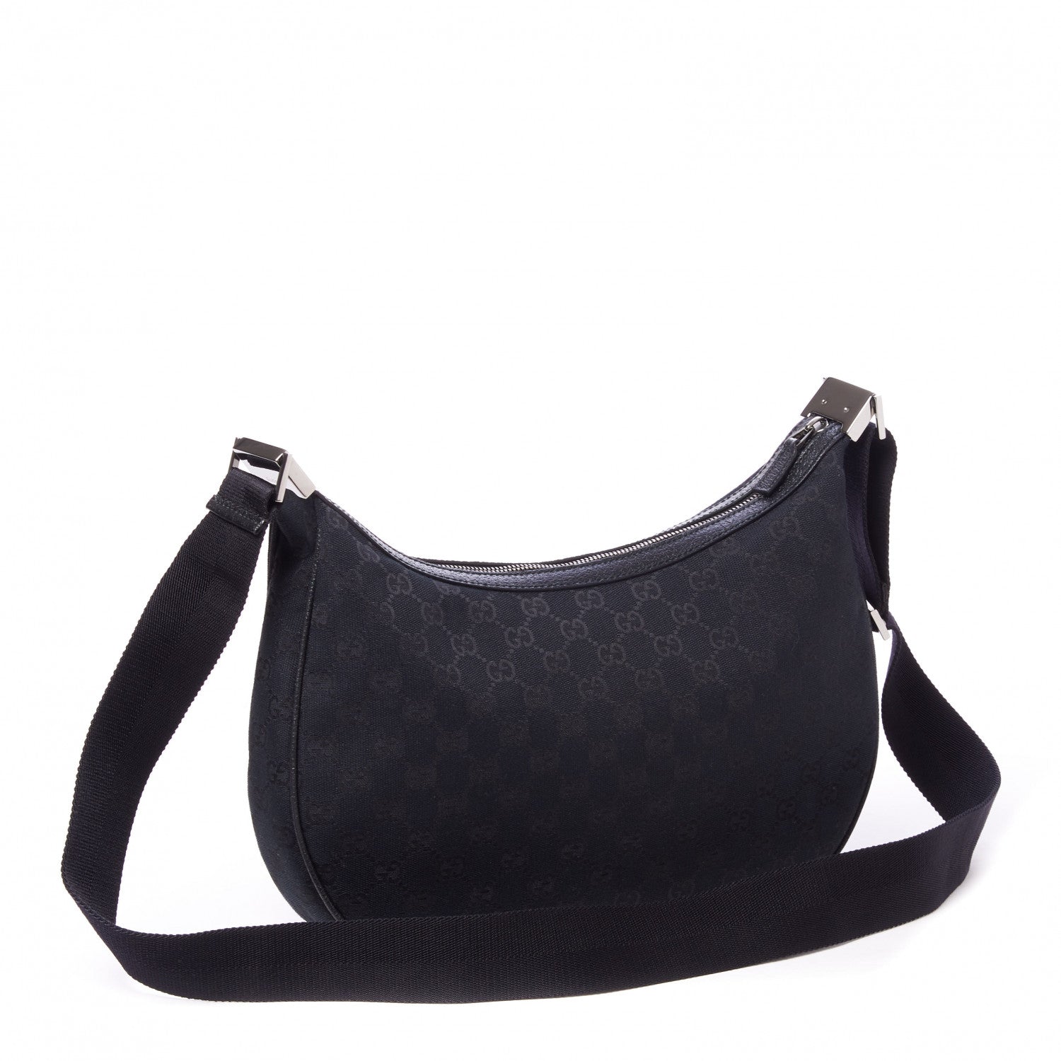 Gucci Monogram Medium Half Moon Hobo Black 2 of 8