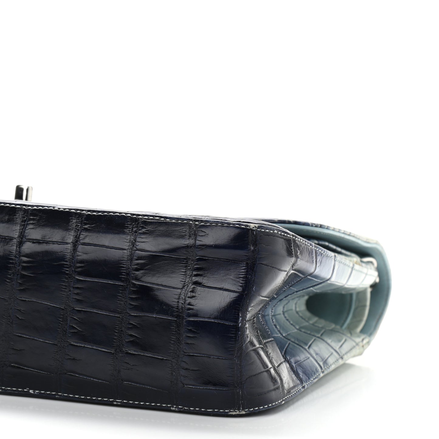 Alligator Ombre Jumbo Double Flap Blue