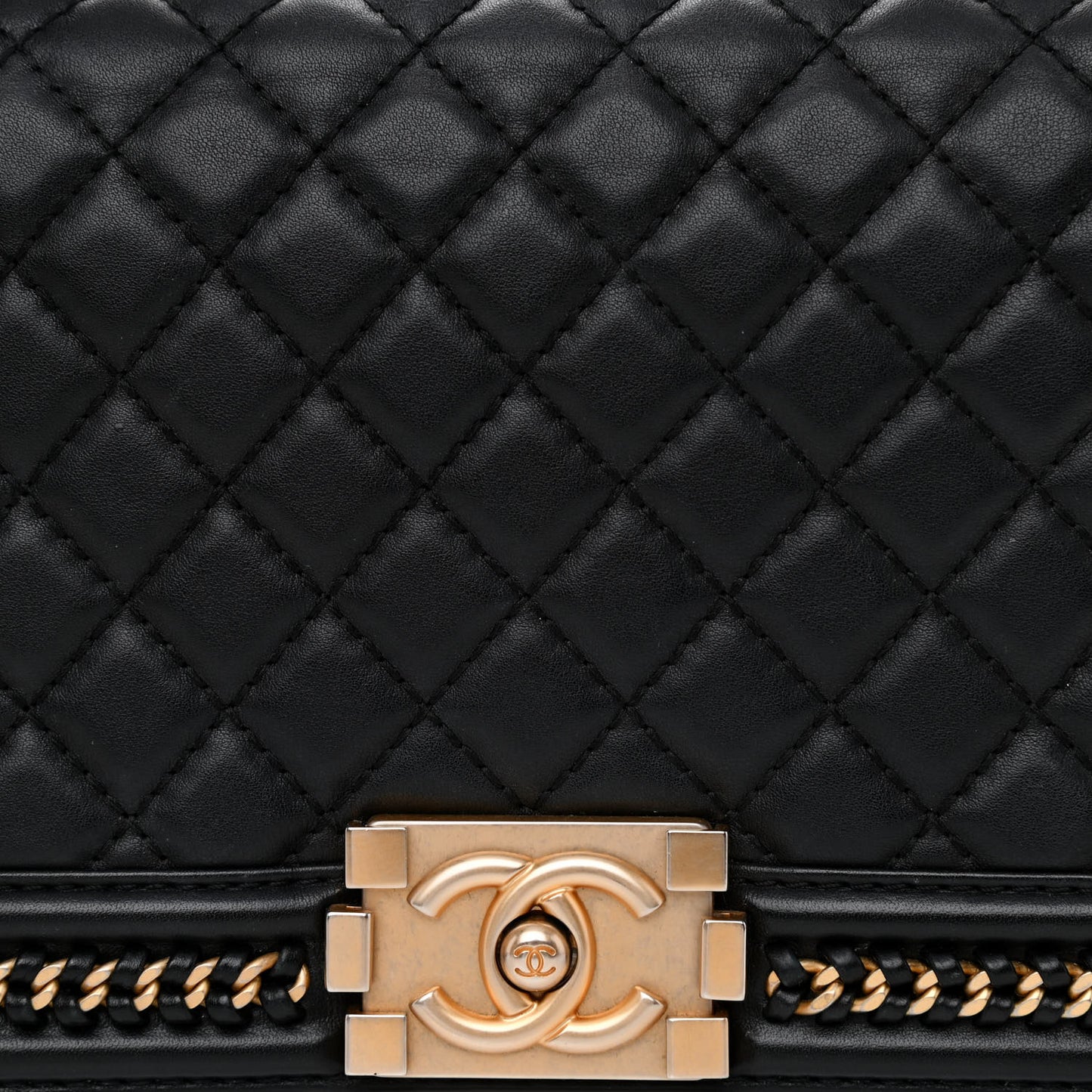 Calfskin Quilted Medium Boy Top Handle Flap Black