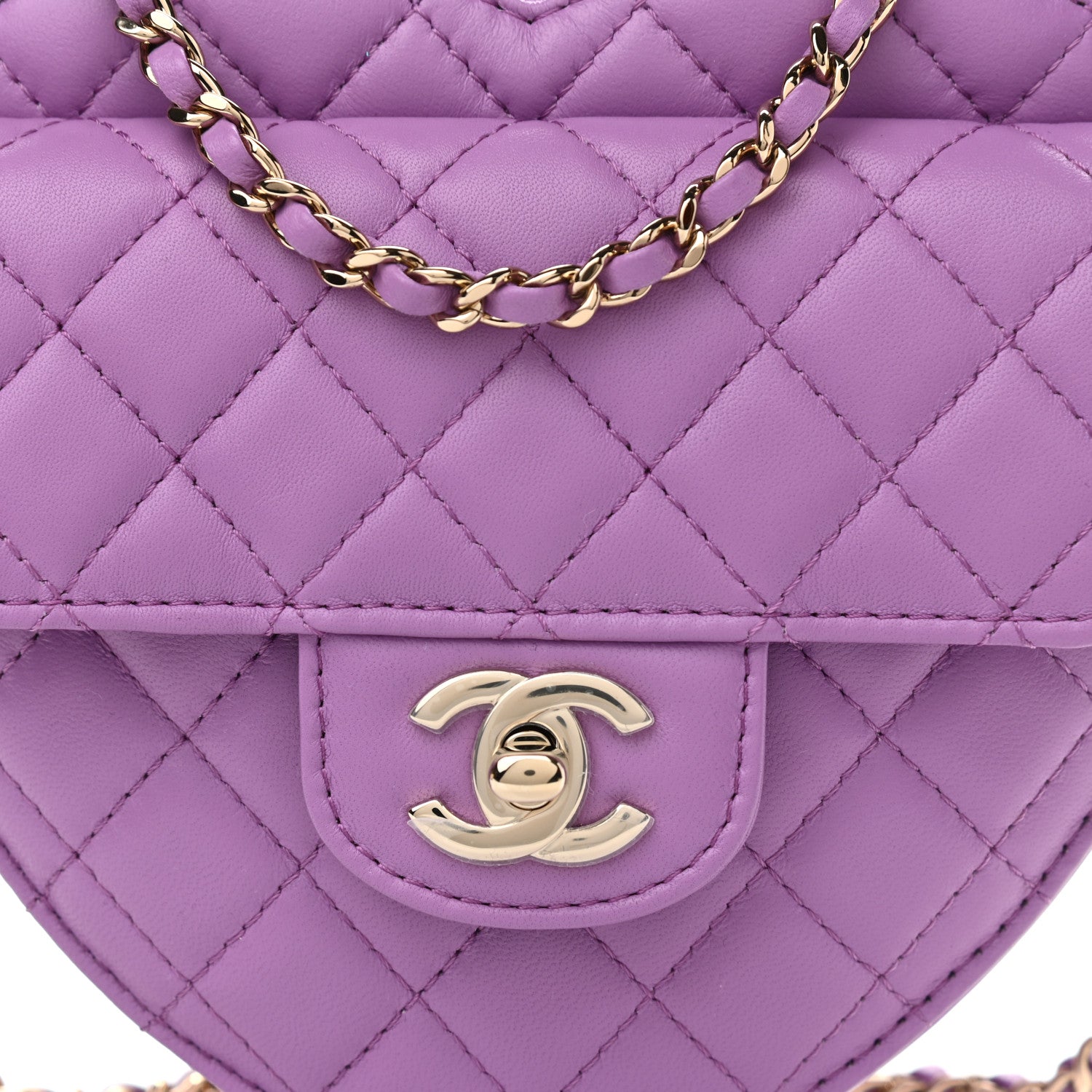 Chanel Lambskin Quilted CC In Love Heart Bag Purple 8 of 11