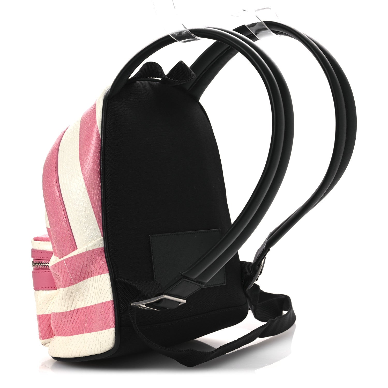 Saint Laurent Snakeskin Striped City Backpack Pink White 3 of 12