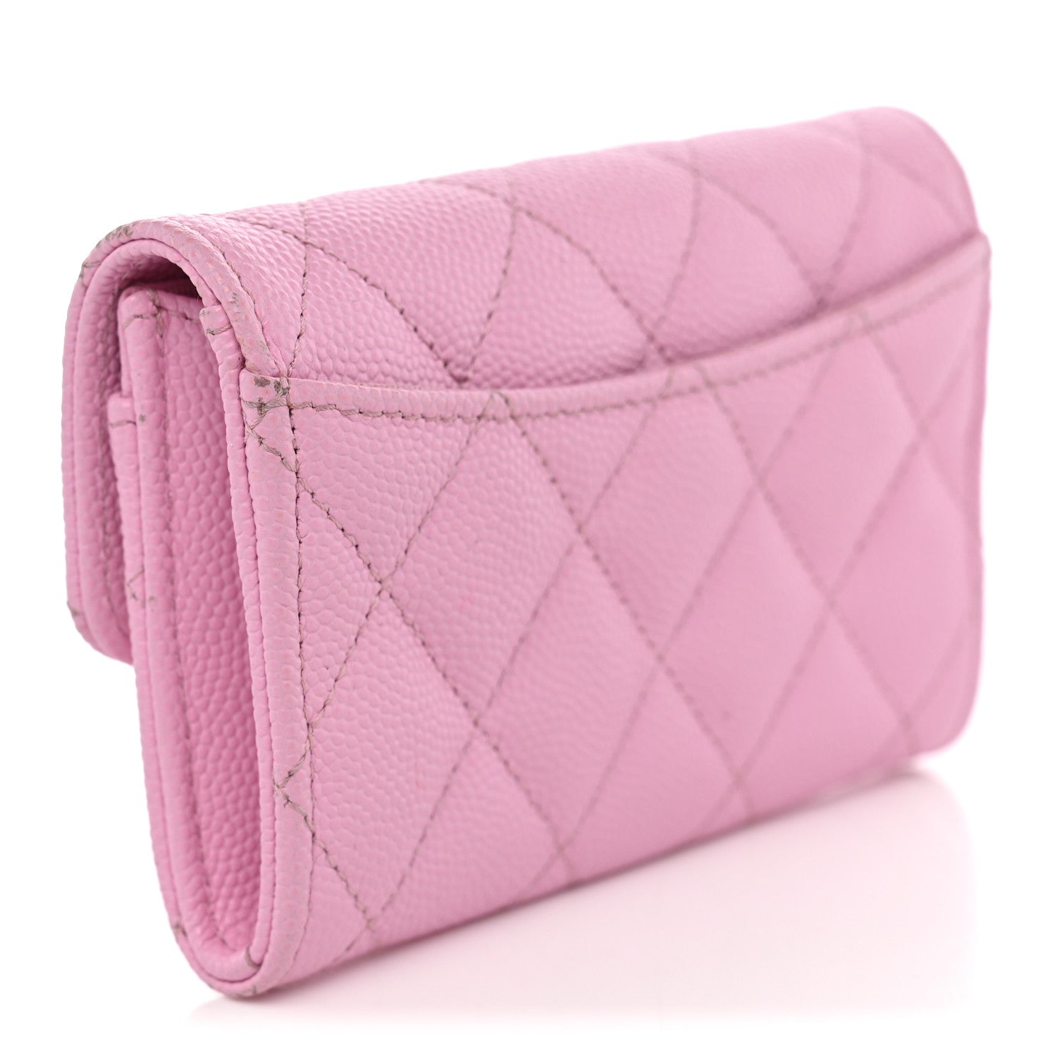 Chanel Caviar Quilted Flap Card Holder Wallet Pink 3 of 10