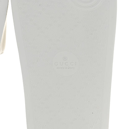 Gucci Nappa Miro Soft Calfskin Womens Interlocking G Slide Sandals 38 White Hibiscus Red 6 of 7