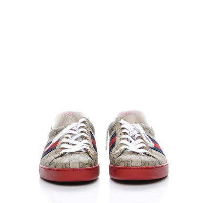 Gucci GG Supreme Monogram Ayers Web Mens New Ace Sneakers 9.5 Beige Red 2 of 12