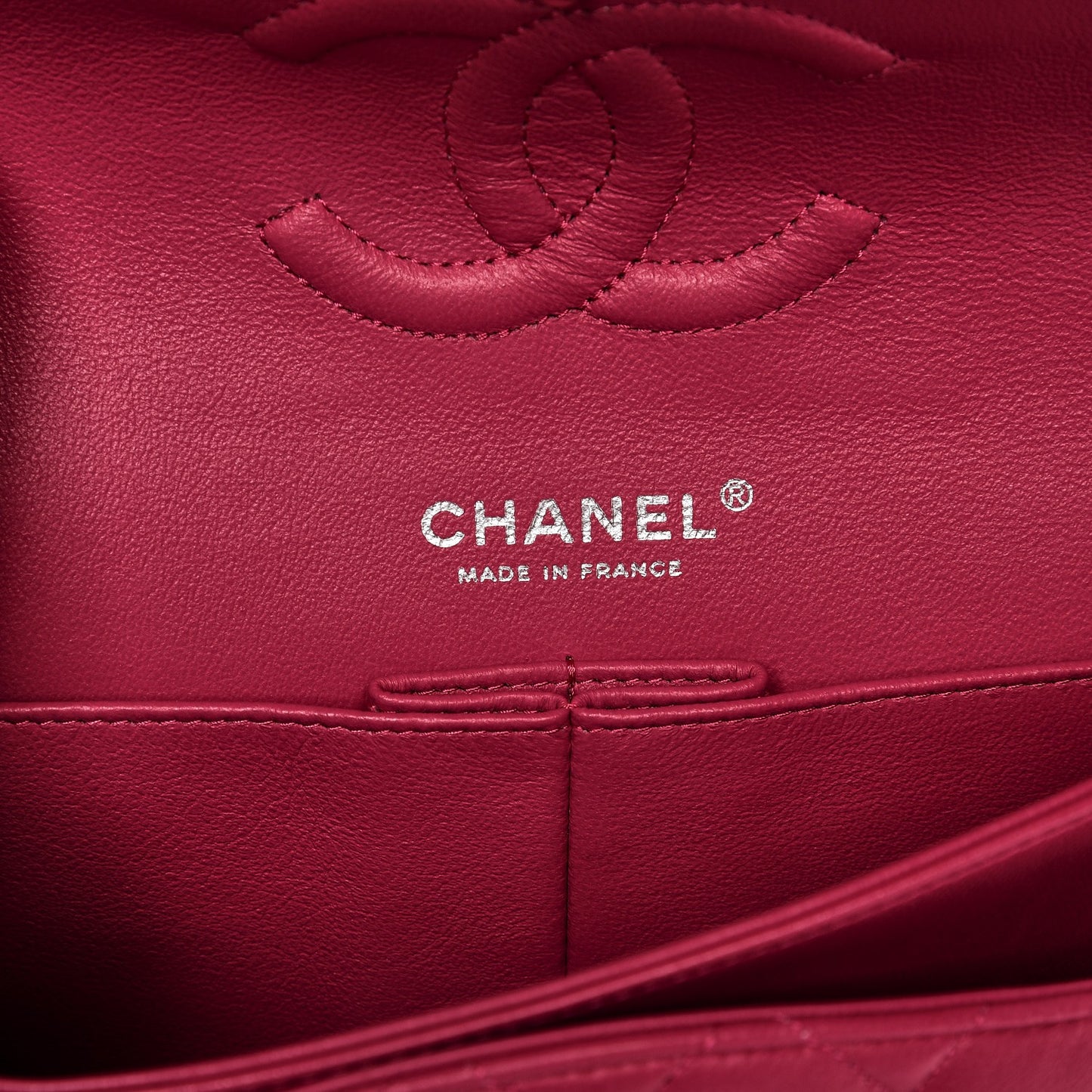 Lambskin Quilted Medium Double Flap Dark Pink
