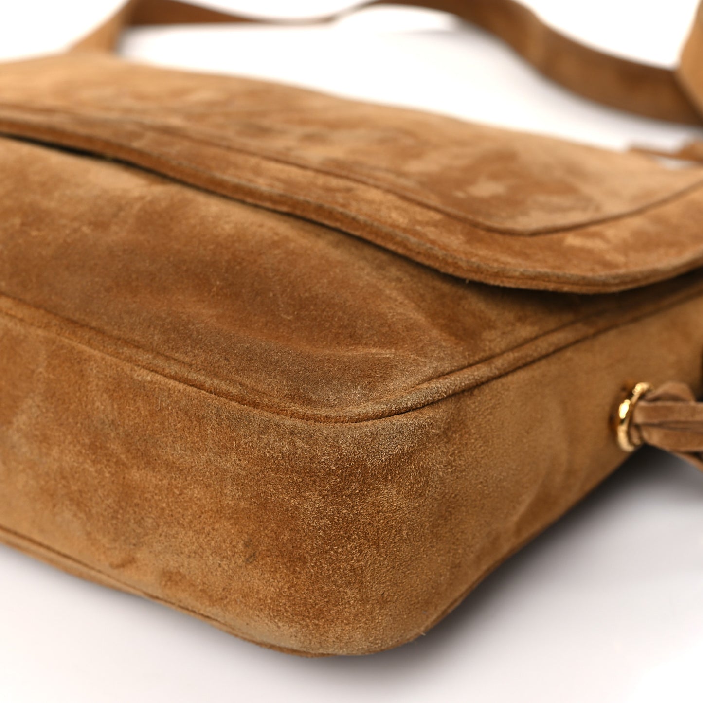 Suede CC Fringe Messenger Flap Bag Brown