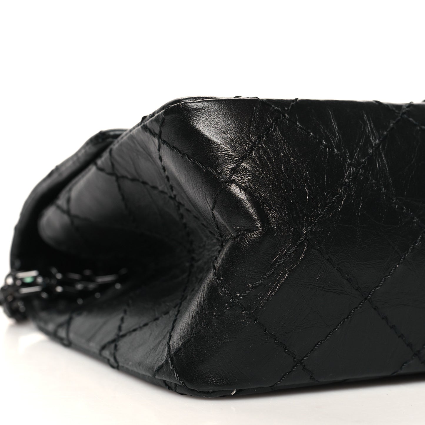 Aged Calfskin Quilted 2.55 Reissue Mini Flap So Black