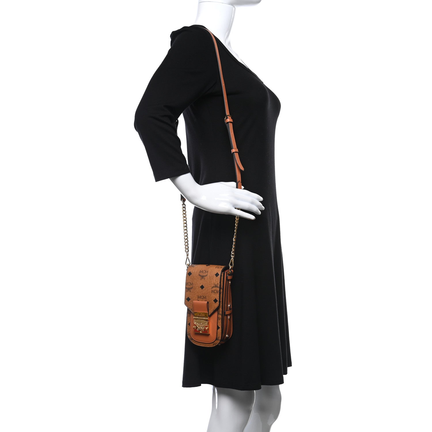MCM Visetos Crossbody Pouch Cognac 2 of 6