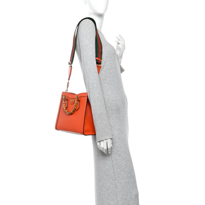 Gucci Textured Dollar Calfskin Web Small Diana Tote Bag Deep Orange 2 of 10