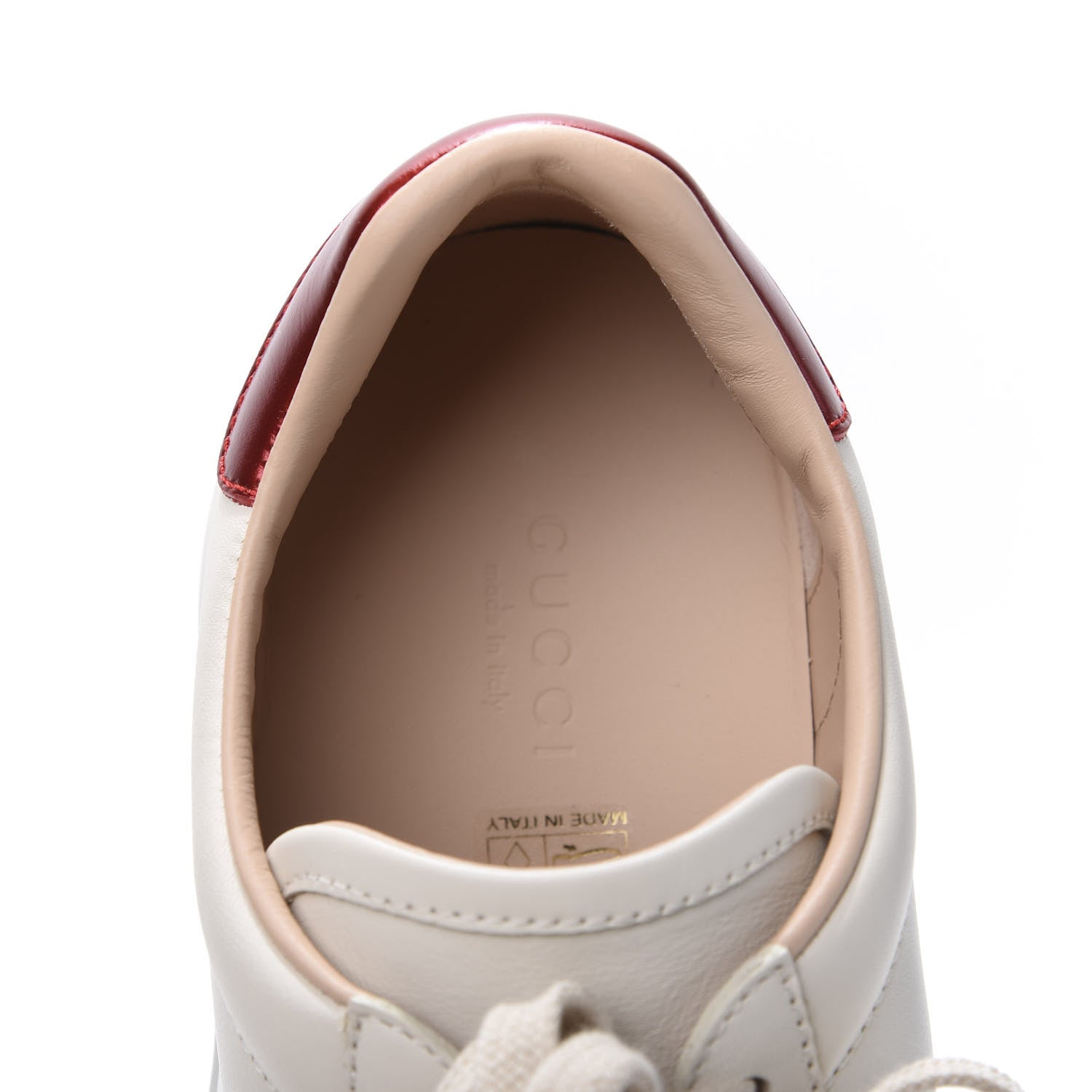 Gucci Calfskin Stripe Womens New Ace Sneakers 37.5 New Mystic White Ecru Red Flame 7 of 10