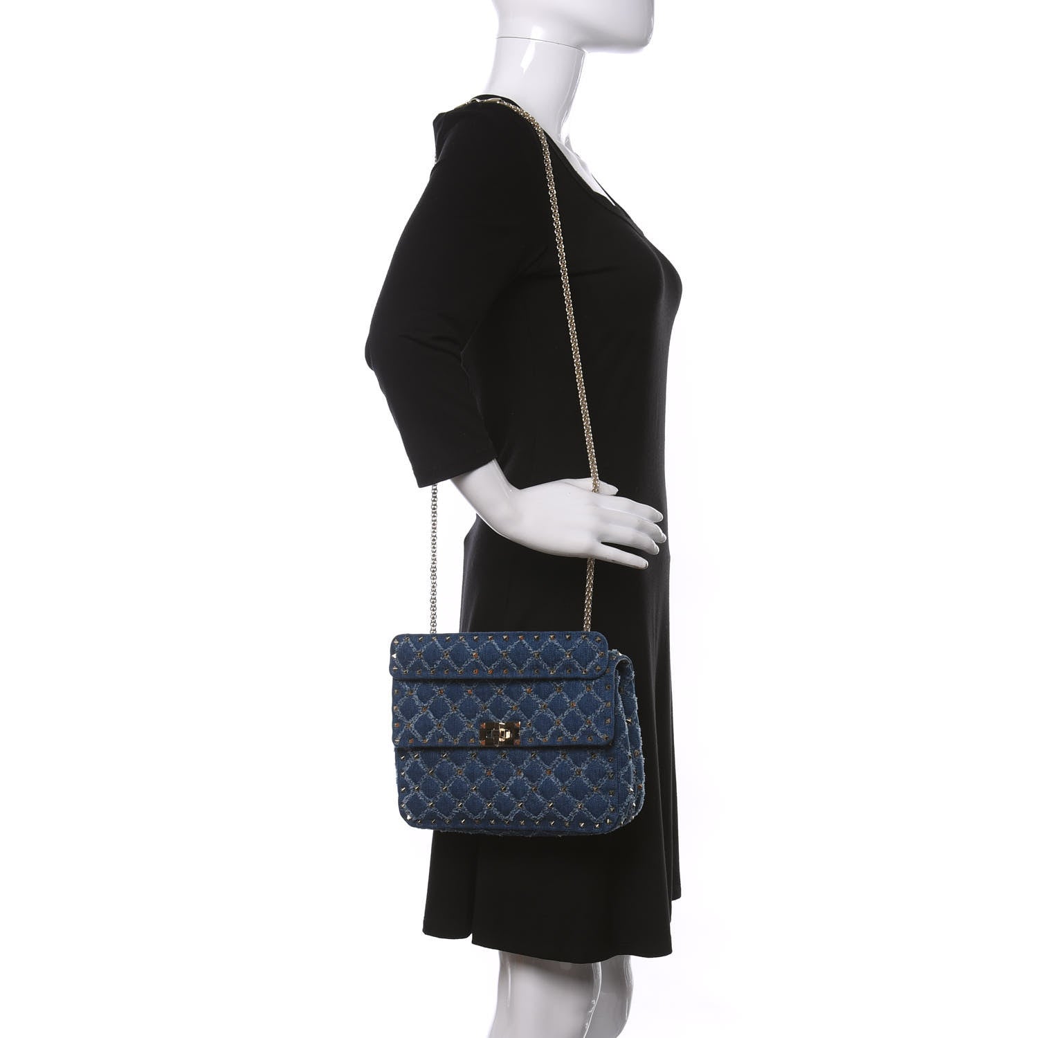 Valentino Garavani Denim Medium Rockstud Spike Shoulder Bag Denim 2 of 9